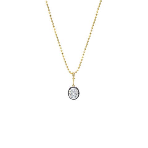 CZ Oval Encased Statement Necklace Charm