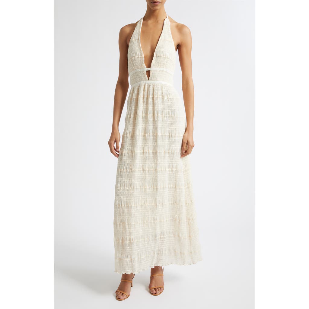 Ramy Brook Hazel Halter Dress in Bone Chiffon at Nordstrom, Size 8