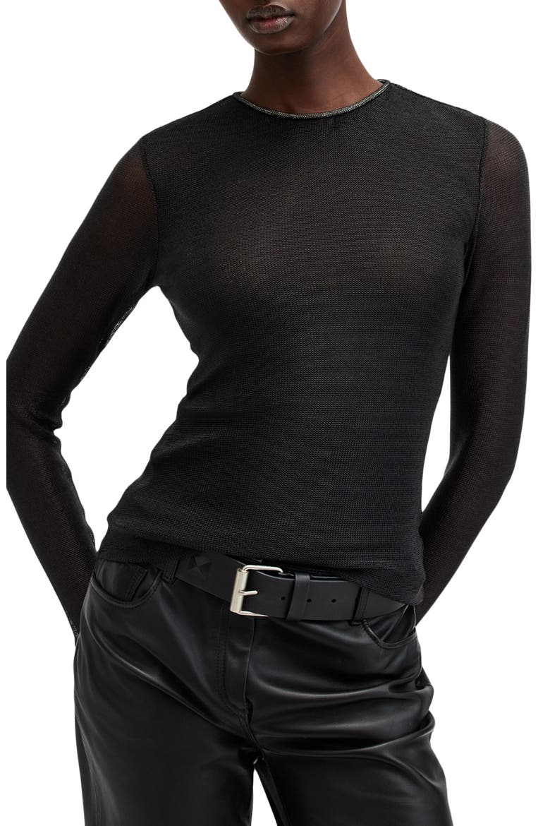 Nora Sparkle Cotton Blend Top, Main, color, BLACK SHIMMER