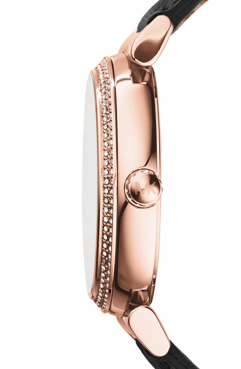 Michael Kors 'Slim Runway' Round Half Bangle Watch, 43mm, Alternate, color, 