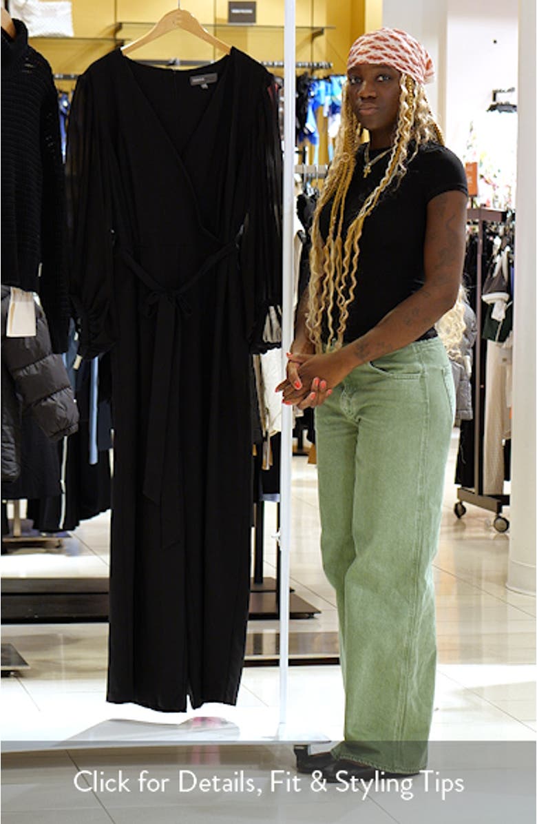 Wrap Front Sheer Long Sleeve Jumpsuit, sales video thumbnail