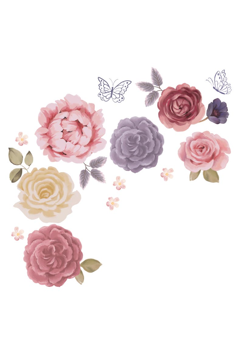 Lambs & Ivy Secret Garden Large Flowers/Butterflies Wall Decals/Stickers, Main, color, Multicolor