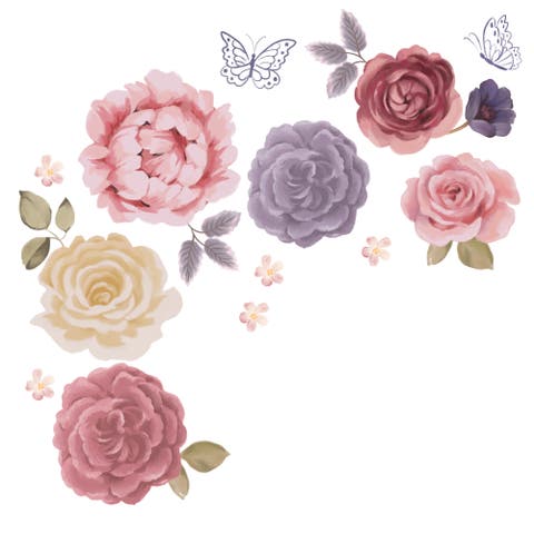 Secret Garden Large Flowers/Butterflies Wall Decals/Stickers