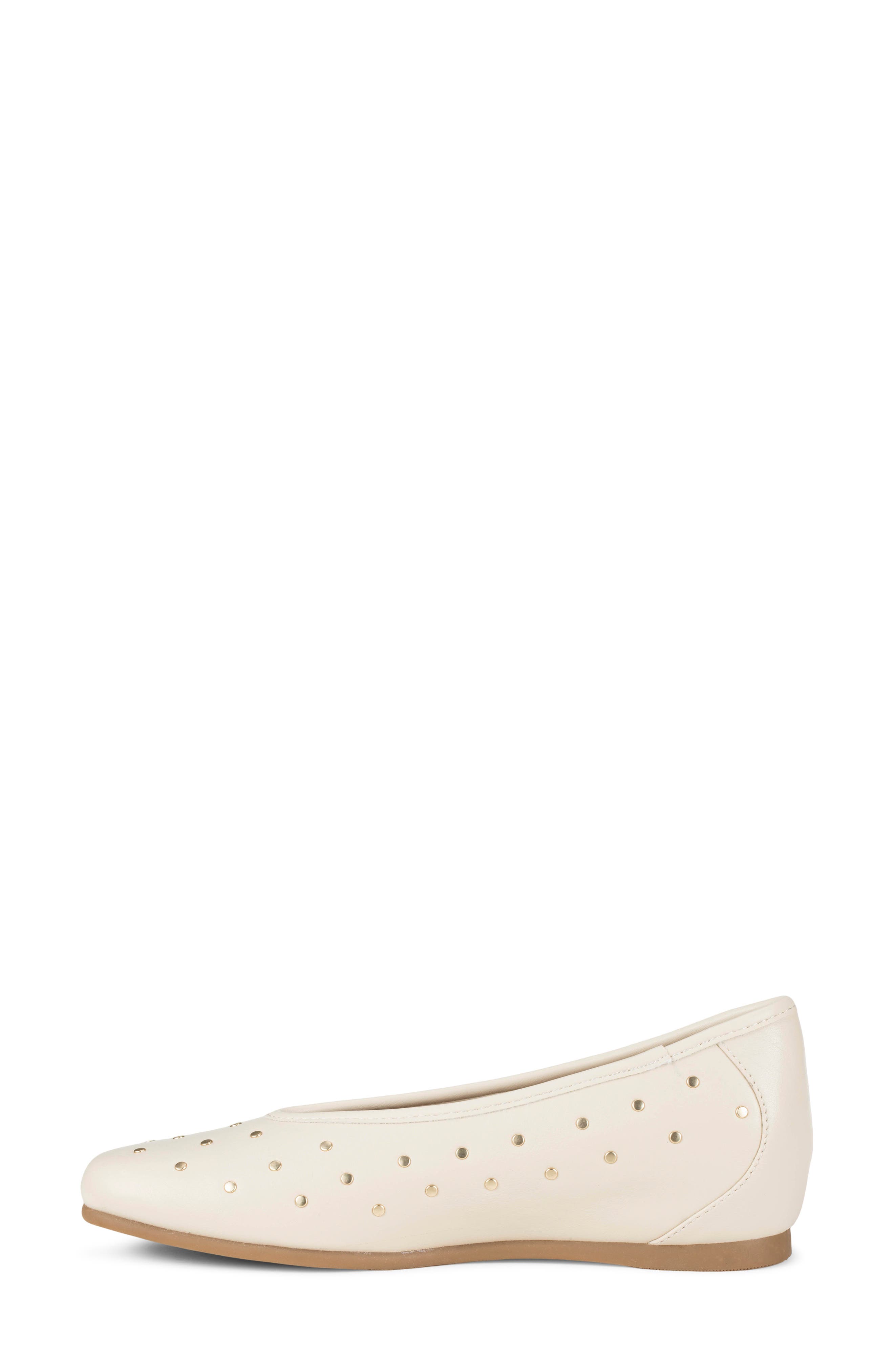 Ryalie Studded Flat, Alternate, color, CREAM