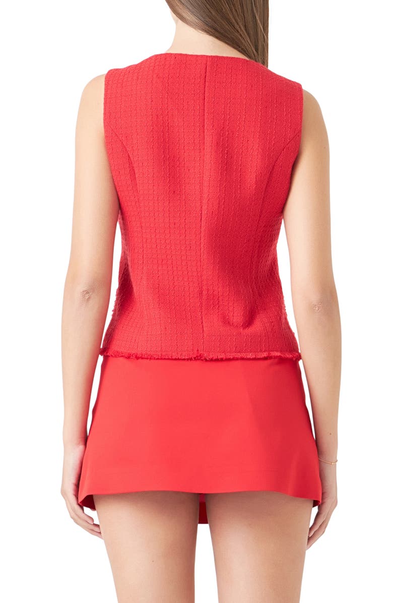 Endless Rose Fringe Double Breasted Sleeveless Tweed Top, Alternate, color,