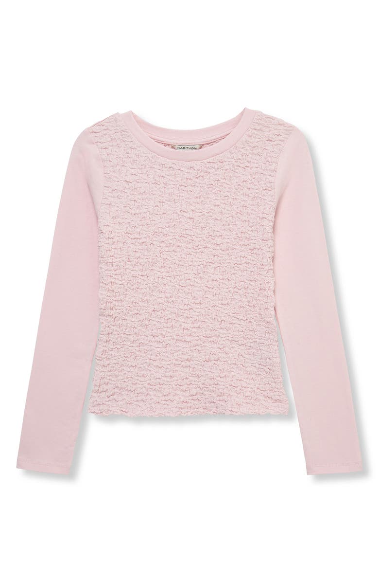 Habitual Kids Kids' Smocked Texture T-Shirt, Main, color, Light Pink