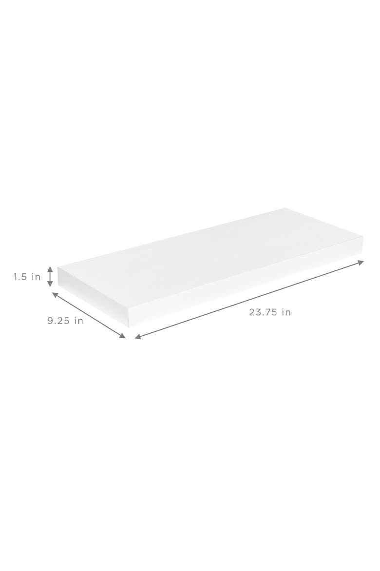 Set of 2 White Floating Rectangle Wall Shelves, Alternate, color, WHITE