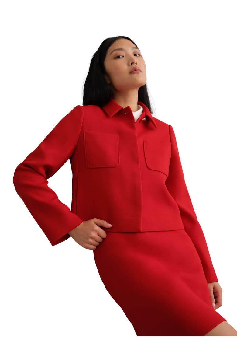 HOBBS LONDON Nessie Boxy Collard Jacket, Main, color, Pepper Red