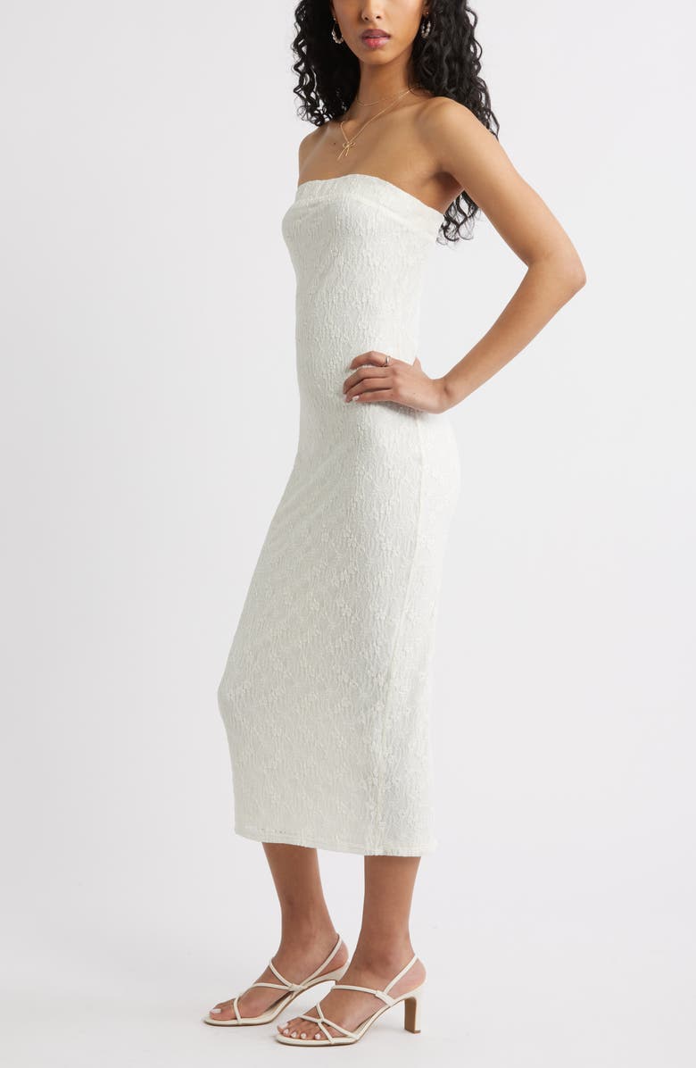 BP. Floral Lace Body-Con Midi Dress, Alternate, color, Ivory