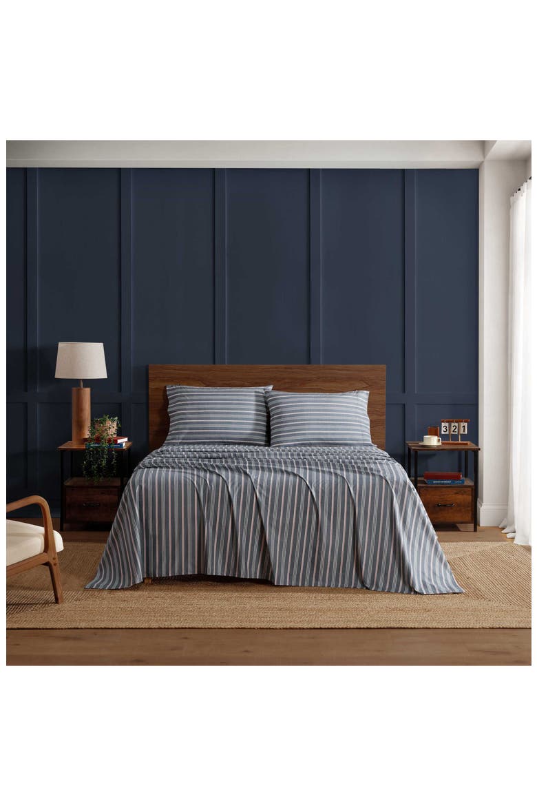 Sullivan Stripe 200 Thread Count Cotton Sheet Set, Alternate, color, DEEP BLUE/ CLASSIC RED