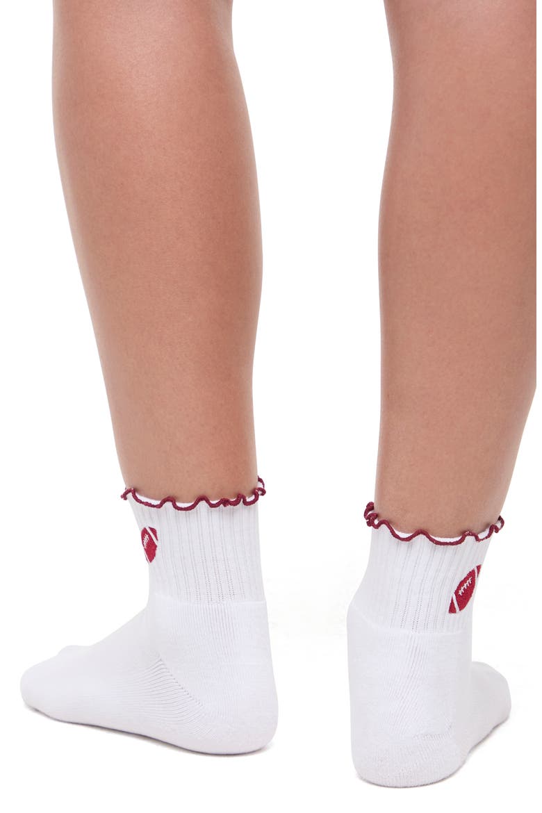 Nina 2-Pack Lettuce Edge Ankle Socks, Alternate, color, WHITE/ZINFANDEL