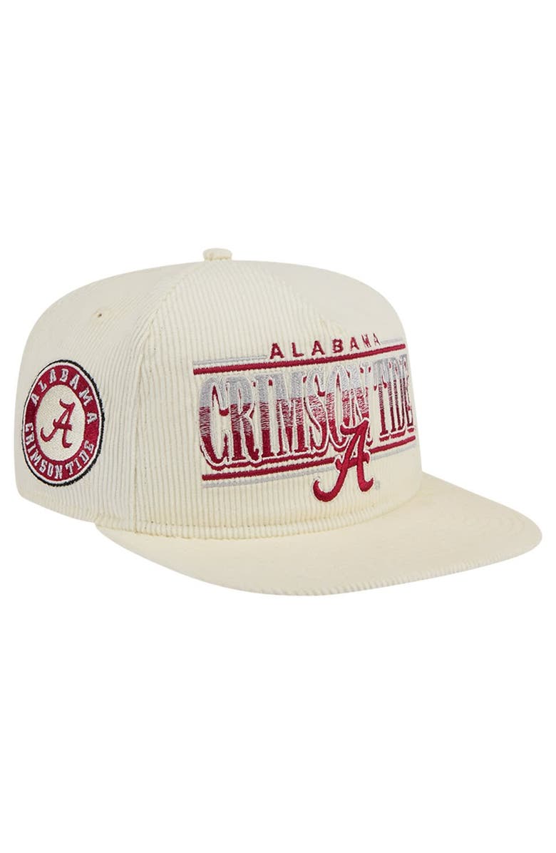 New Era Men's New Era Cream Alabama Crimson Tide Throwback Golfer Corduroy Snapback Hat, Main, color,
