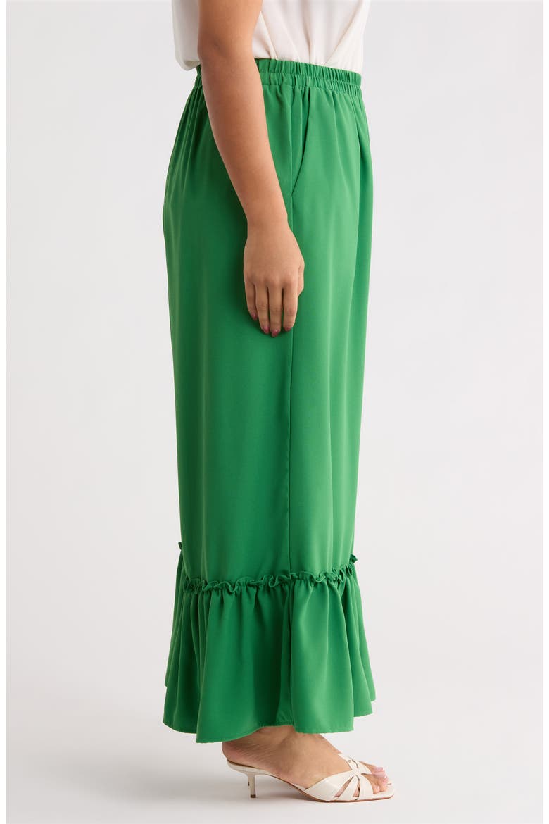 Ryder Ruffle Wide Leg Cotton Knit Pants, Alternate, color, GREEN
