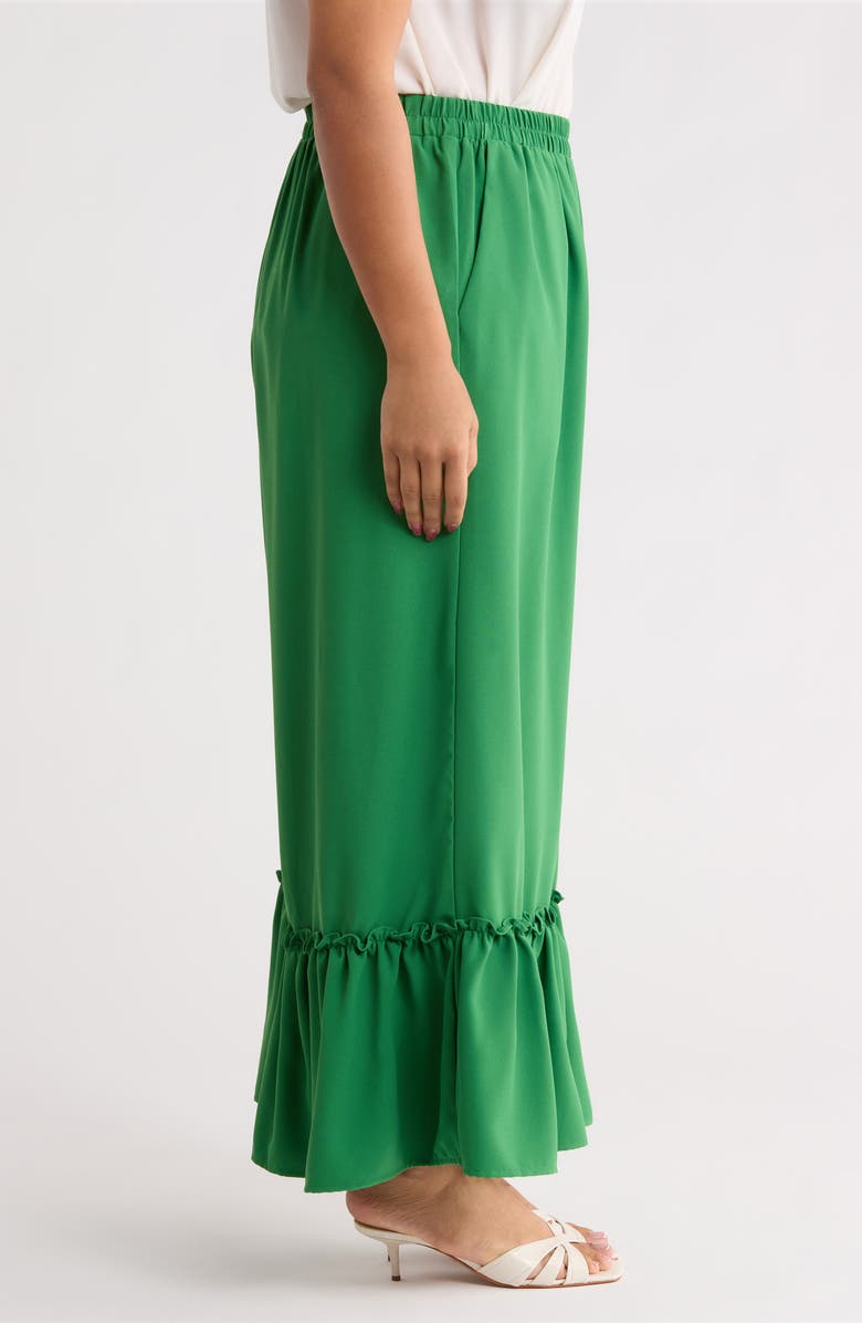 SUGARLIPS Ryder Ruffle Wide Leg Cotton Knit Pants, Alternate, color, Green