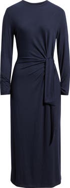 BOSS Orange Erlot Side Tie Long Sleeve Midi Dress