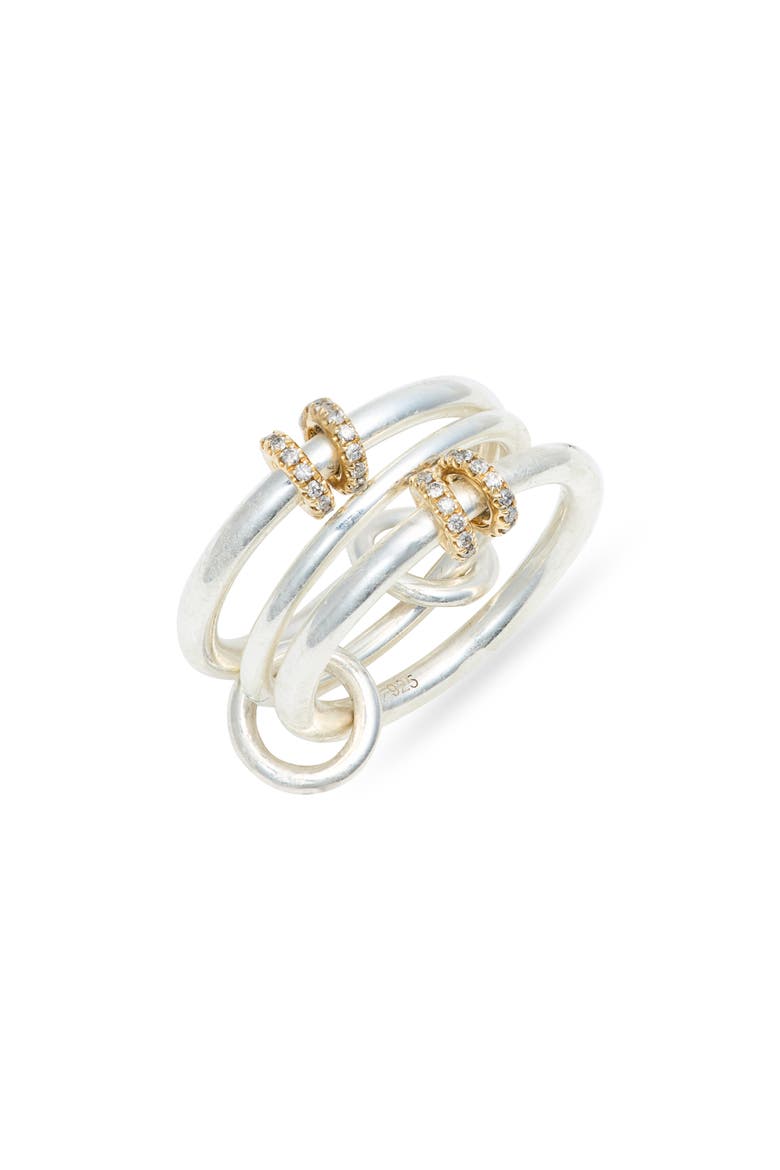 Jovie Sterling Silver, 18K Gold & Diamond Linked Ring (Nordstrom Exclusive), Main, color, SILVER