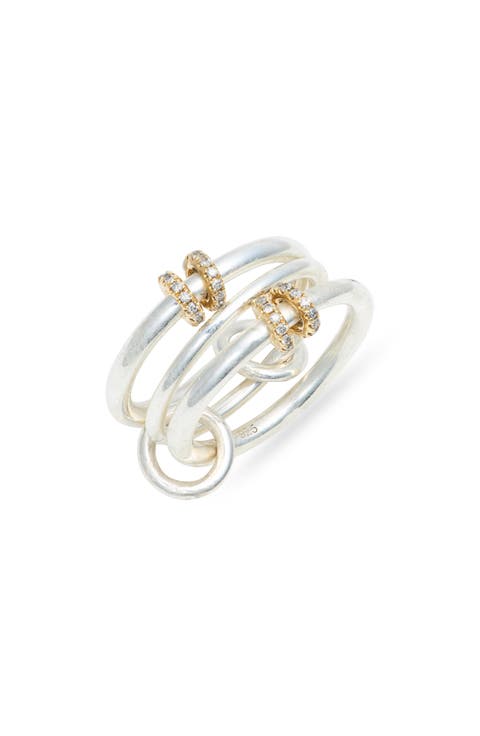 Jovie Sterling Silver, 18K Gold & Diamond Linked Ring (Nordstrom Exclusive)