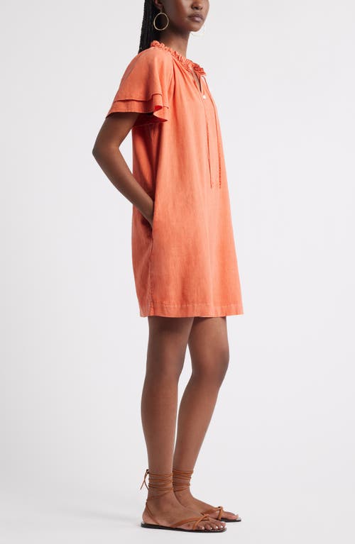 Treasure & Bond Flutter Sleeve Linen Blend Shift Minidress
