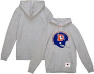 Mitchell & Ness Men's Mitchell & Ness Heather Gray Denver Broncos Helmet Logo Vintage Pullover Hoodie