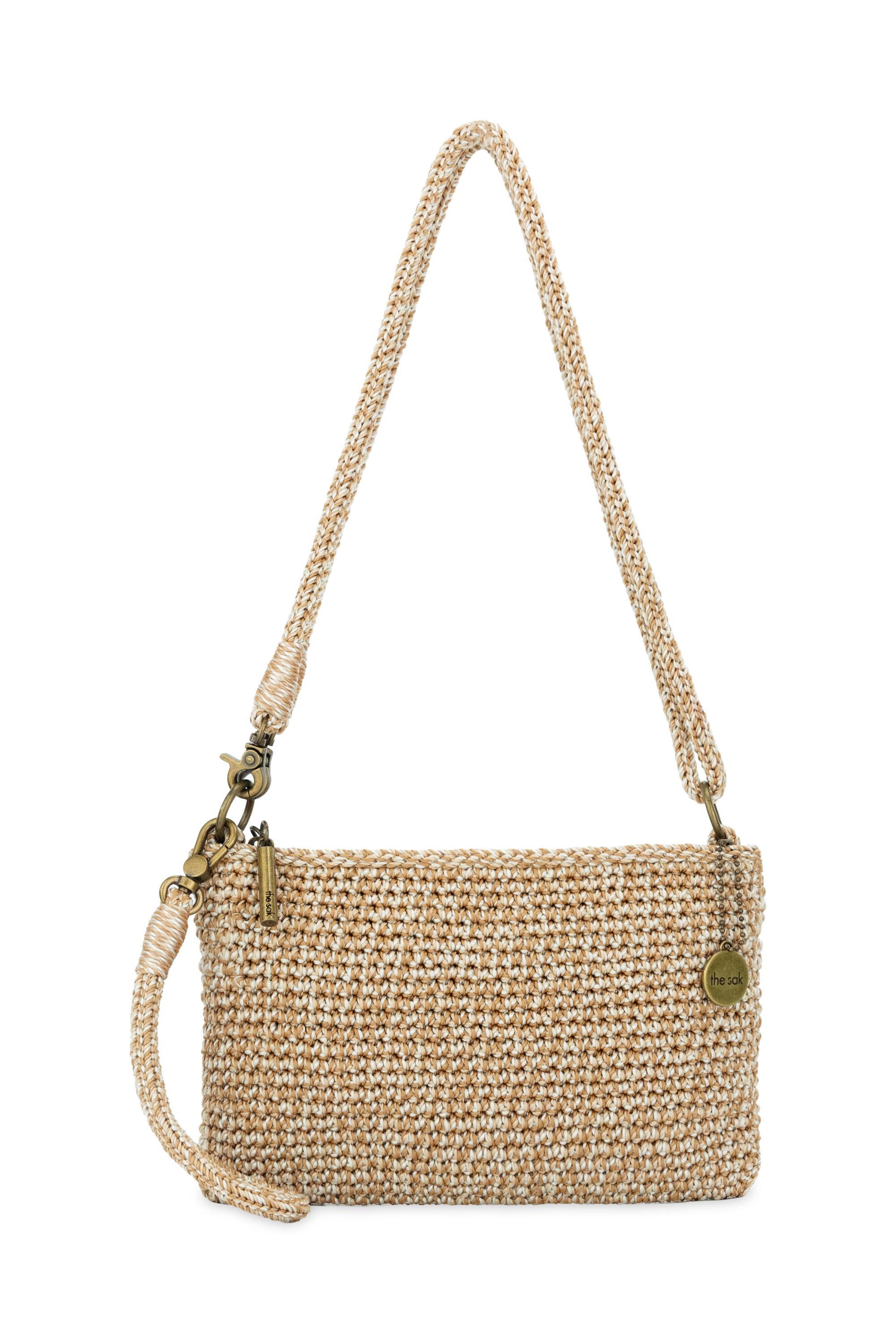 The Sak Vita Hand Crochet Crossbody Wristlet, Main, color, Bamboo Static