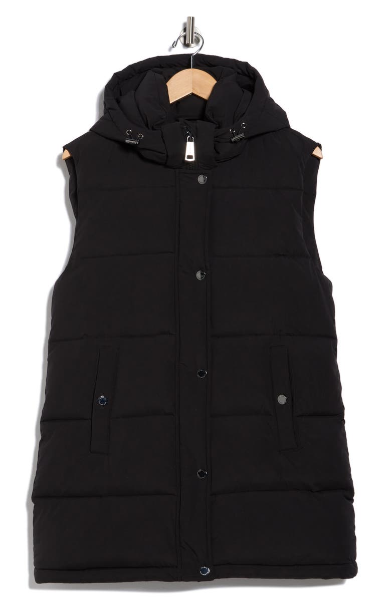 Michael Kors Longline 450 Fill Power Puffer Vest, Alternate, color, Black