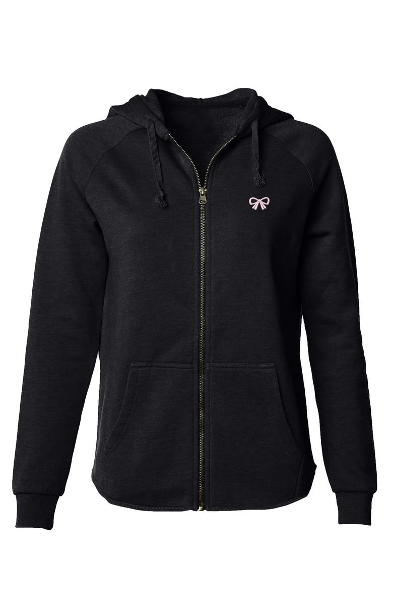 Dalix Bow Fleece Zip Hoodie, Main, color, Black