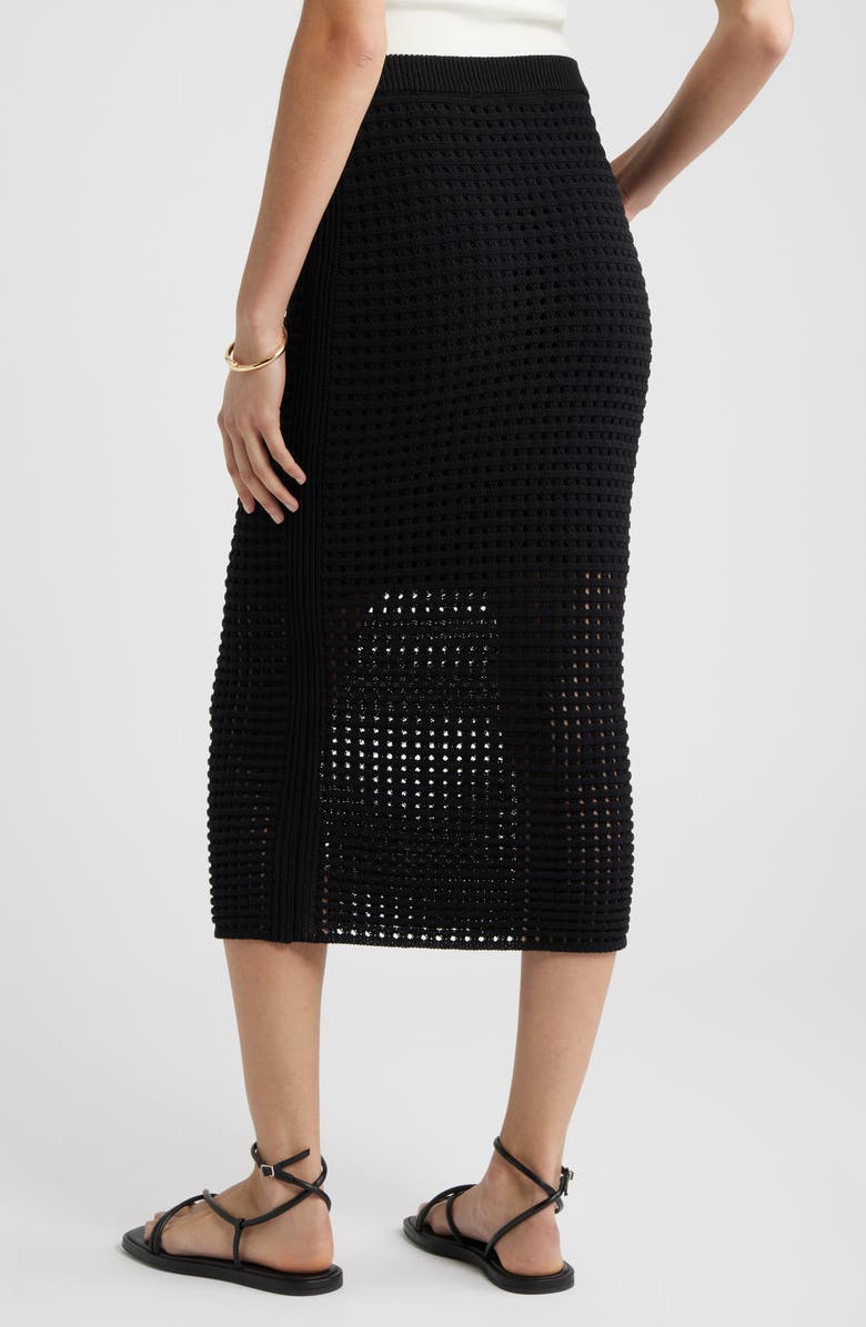 Nordstrom Mesh Stitch Midi Skirt, Alternate, color, Black