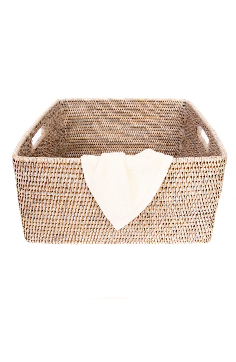 Artifacts Trading Company<sup>™</sup> Artifacts Rattan Square Storage Basket with Rounded Corners, Alternate, color, White Wash