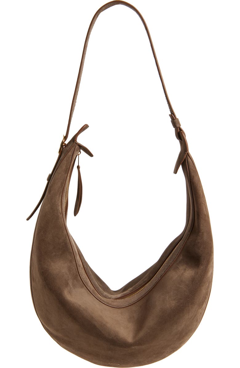 Khaite Augustina Suede Hobo, Main, color, Cedar 732