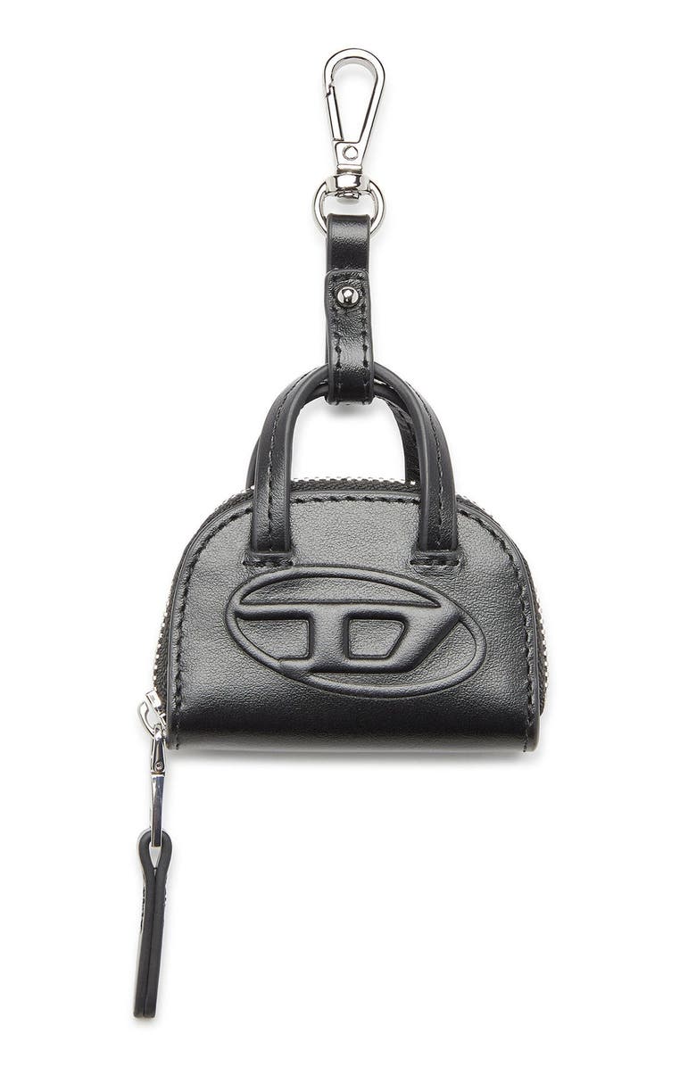 DIESEL<sup>®</sup> 1DR Dome Leather Bag Charm, Main, color, Black