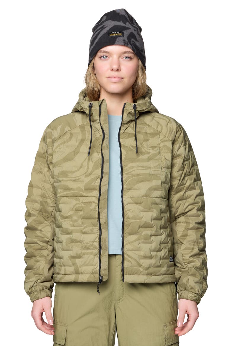 Stretchdown Lightweight Zip Hoodie, Alternate, color, LANDSLIDE ROCKSTRATA