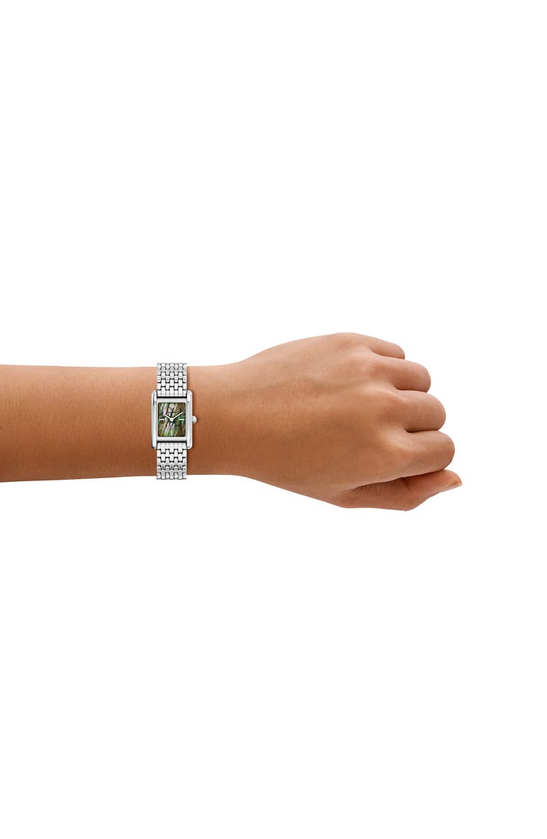 Tory Burch The Small Eleanor Mother-of-Pearl Tank Bracelet Watch, 19mm x 22mm, Alternate, color, Silver/ Abalone