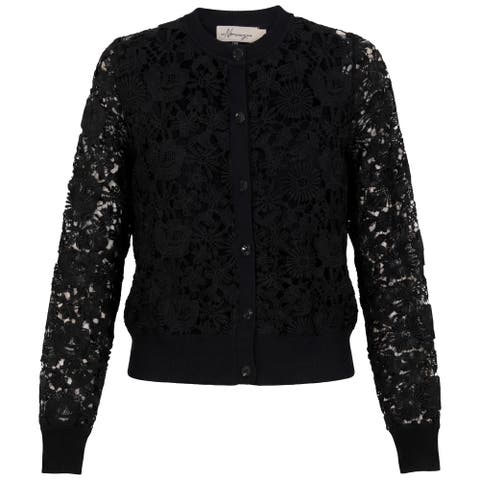 Cropped Lace Long Sleeve Heavy Lace Knit Top