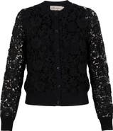 The Norway Club Cropped Lace Long Sleeve Heavy Lace Knit Top