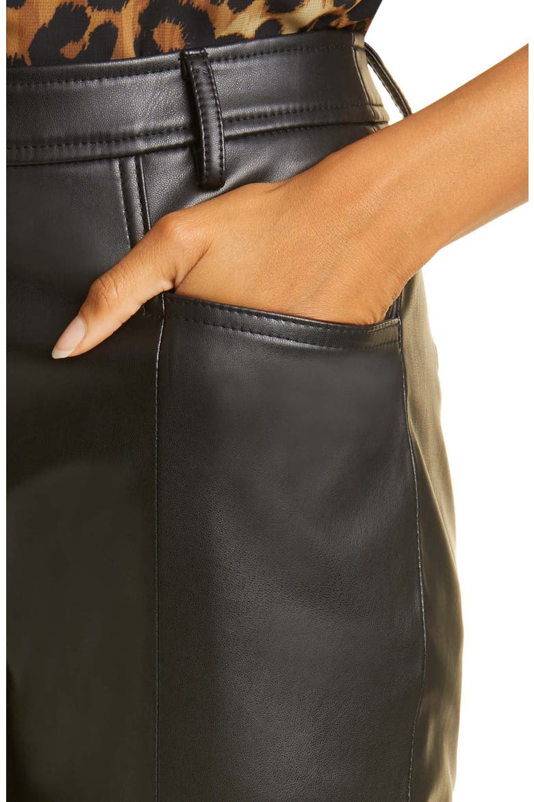 Rue High Waist Faux Leather Pants, Alternate, color, BLACK