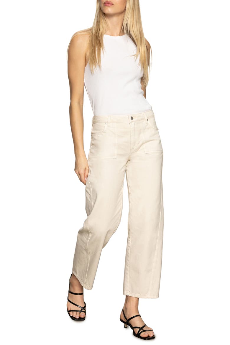 District High Waist Barrel Leg Ankle Jeans, Alternate, color, WASHED SAN
