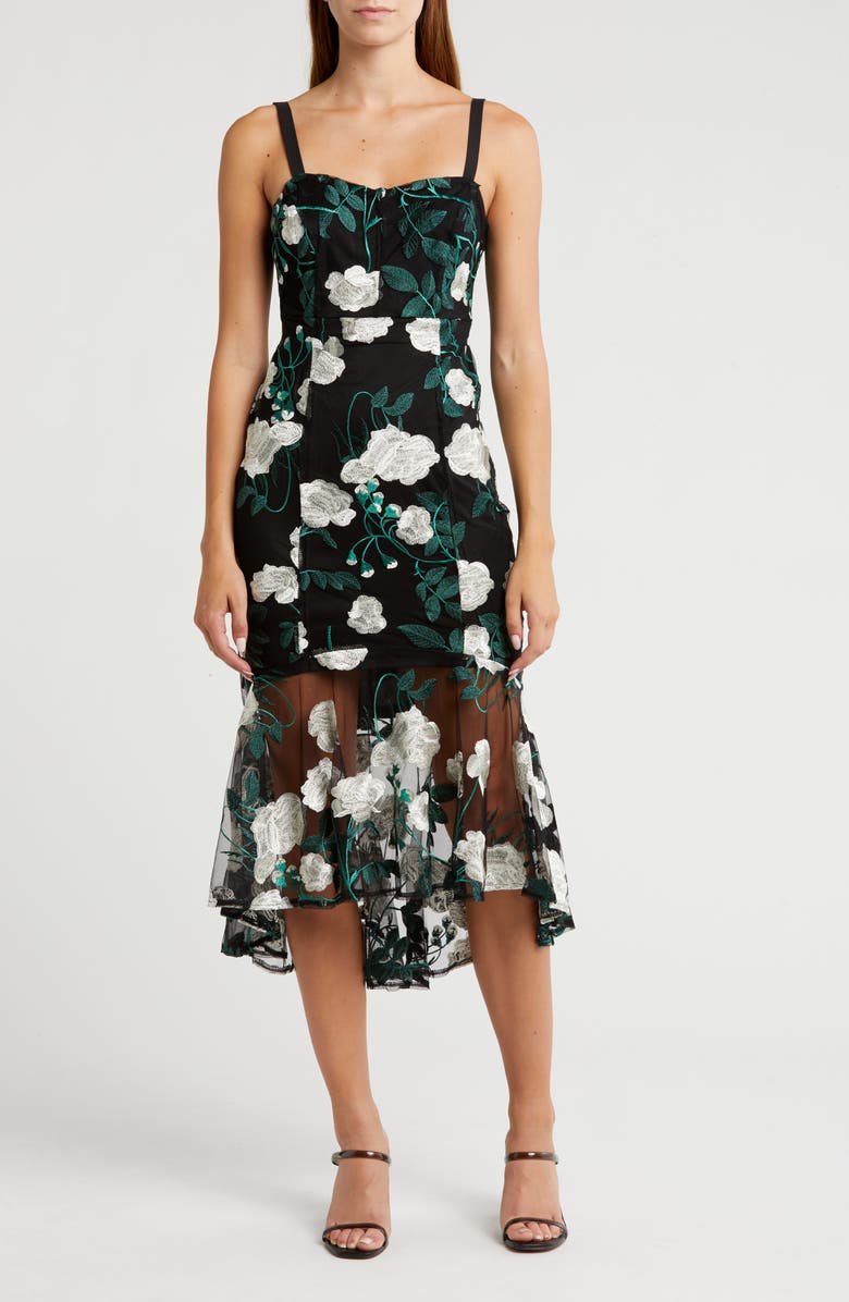 Sam Edelman Vine Flower Embroidered Midi Dress, Main, color, 