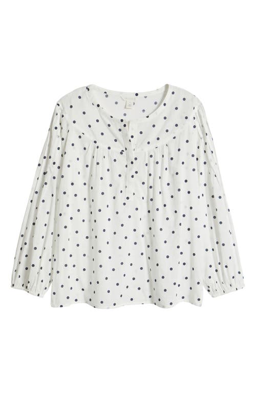 Caslonr Caslon(r) Pintuck Pleat Top In Ivory Cloud- Navy Dame Dot