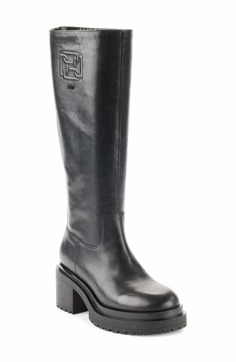 DKNY Paloma Logo Knee High Platform Boot
