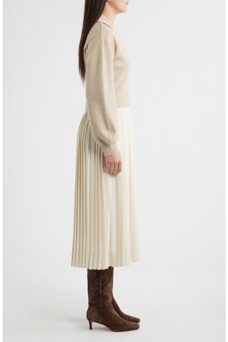 Long Sleeve Twofer Sweater Dress, Alternate, color, BEIGE