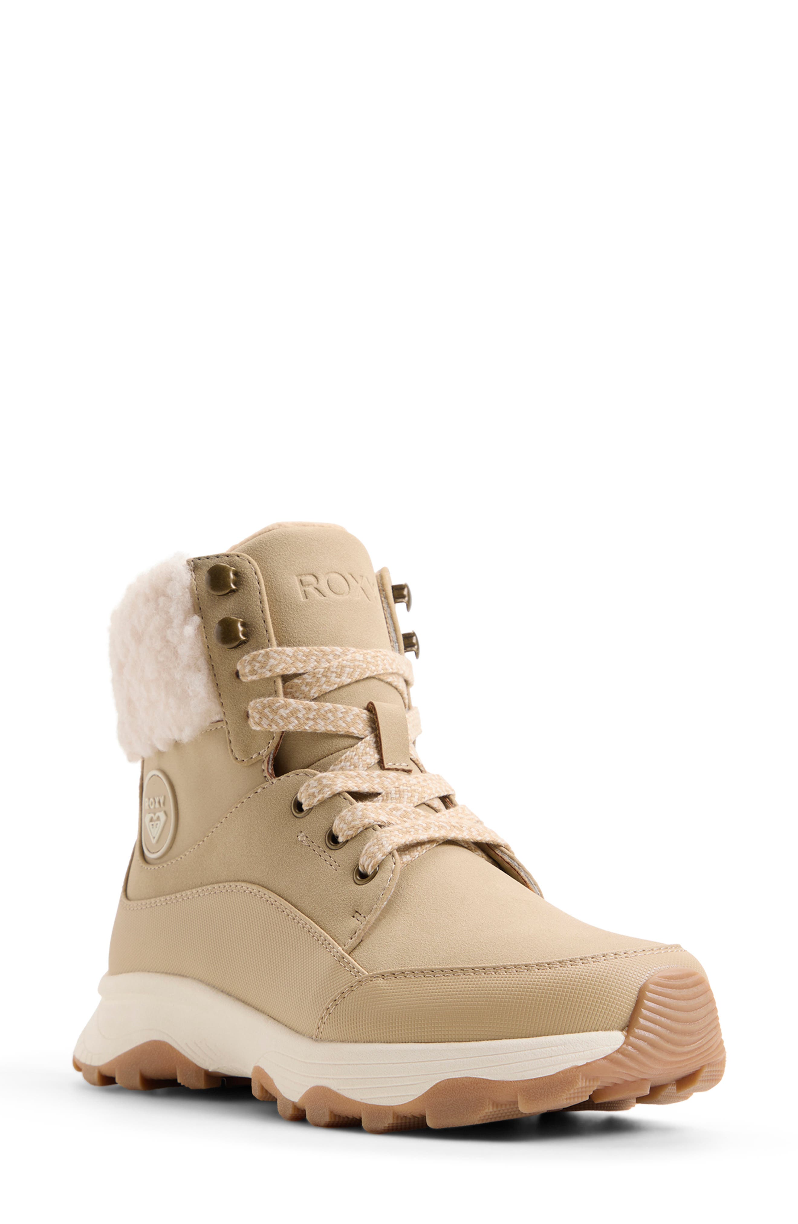 Ski Slope Faux Fur Collar Boot, Main, color, SAND