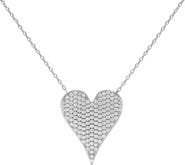 House of Frosted Sterling Silver White Topaz Pavé Heart Pendant Necklace