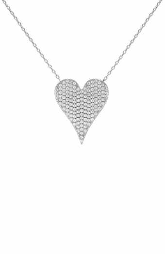House of Frosted Sterling Silver White Topaz Pavé Heart Pendant Necklace