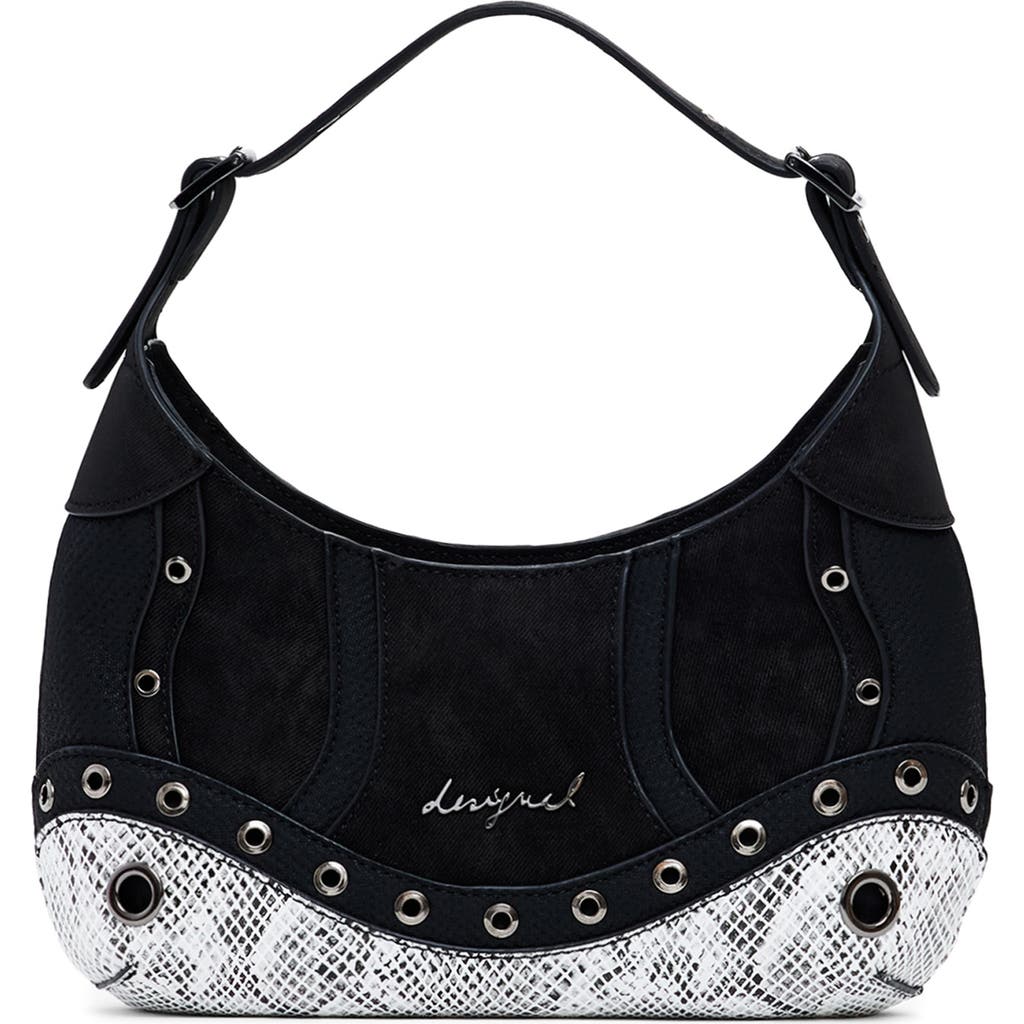 Desigual Two Tone Shoulder Bag In Black