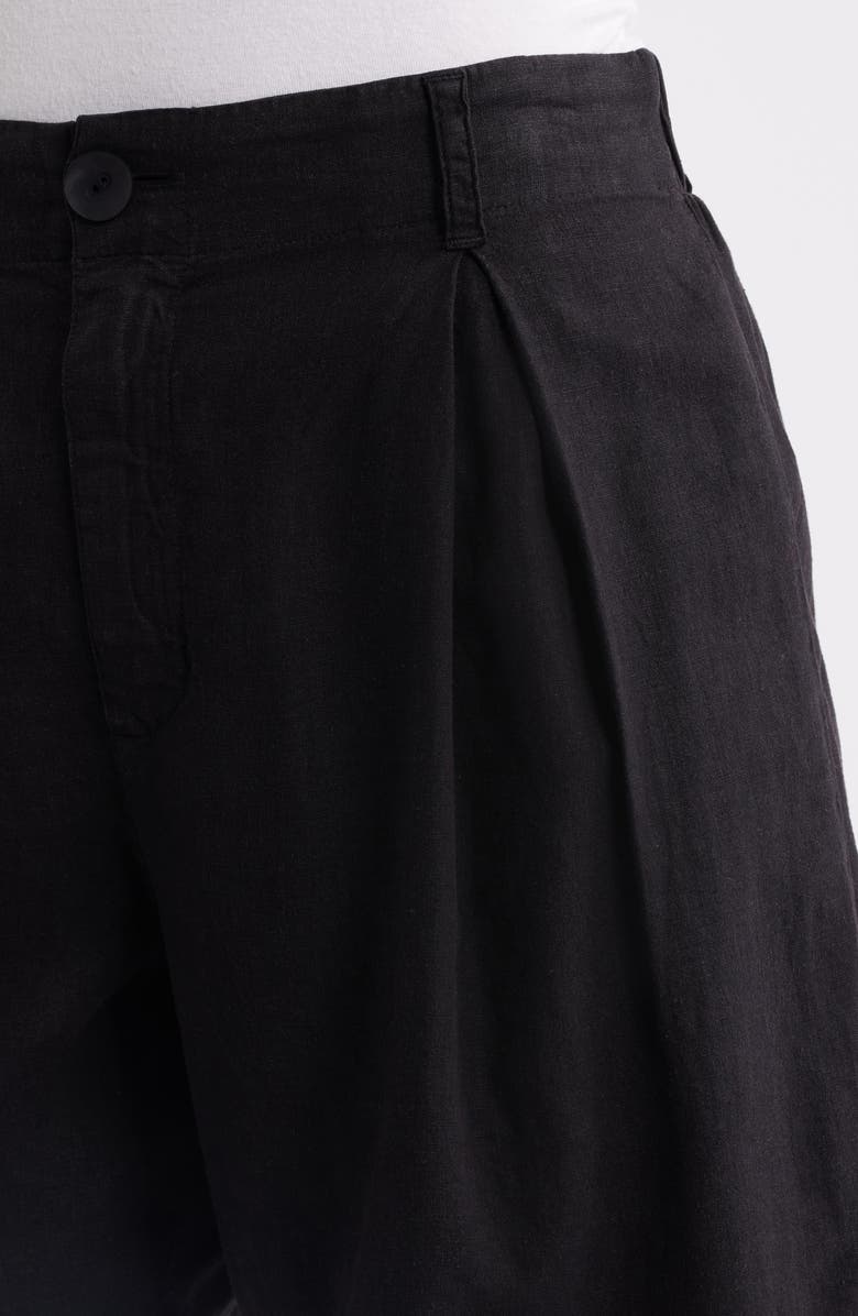 Cloth & Stone Linen Blend Pleat Shorts, Alternate, color, Black