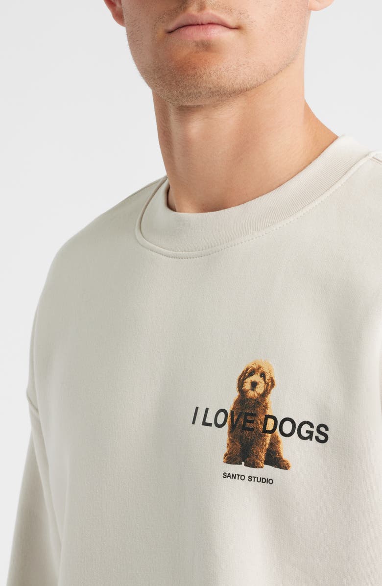 SANTO STUDIO I Love Dogs Graphic Sweatshirt, Alternate, color, Cream