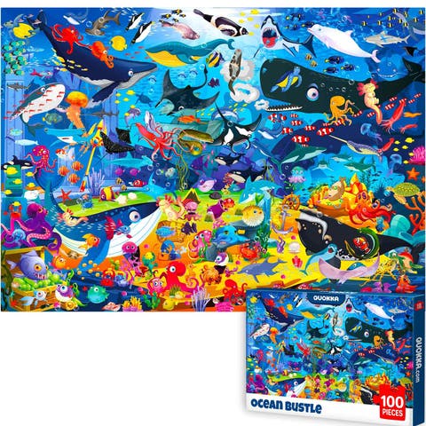 Kids Jigsaw Puzzle Set - Illustrated 100-Piece Puzzles with Educational Themes