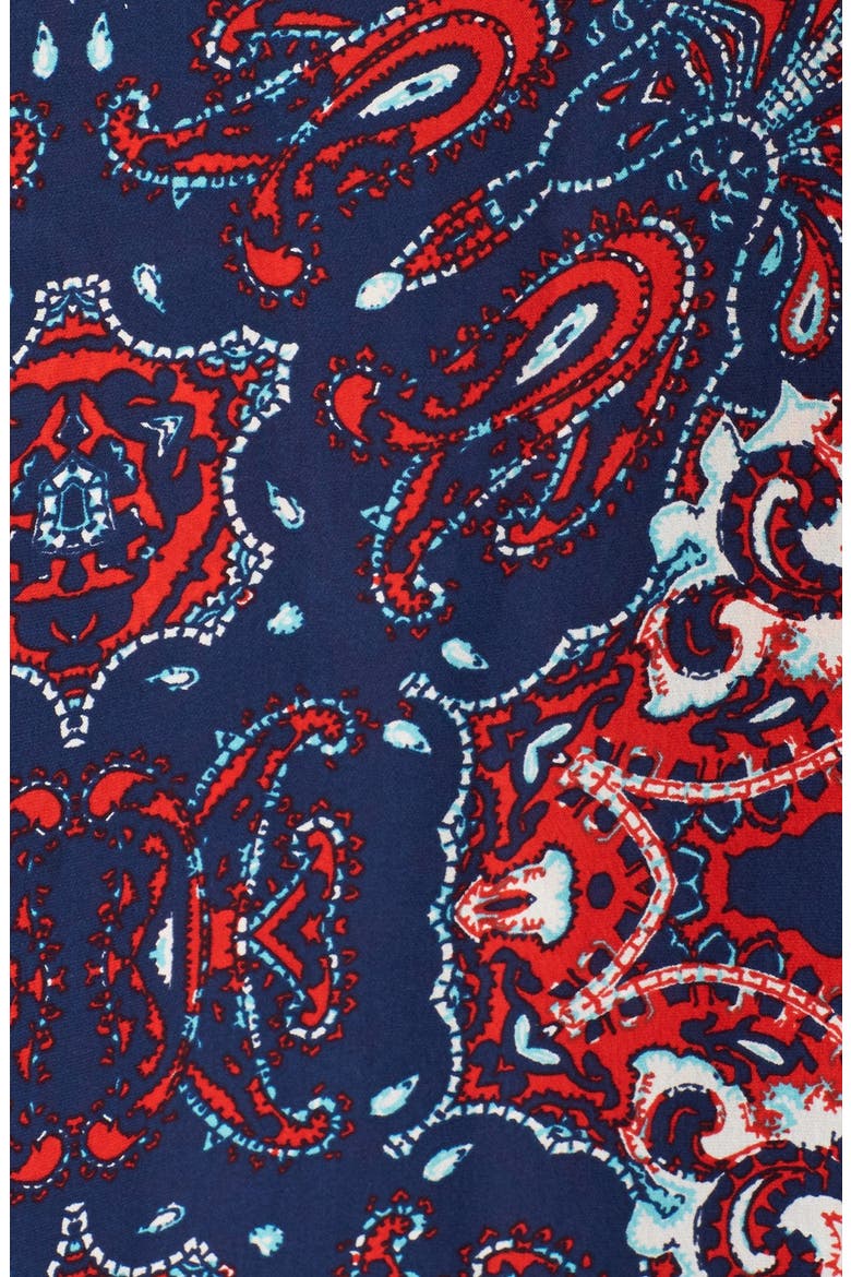 'Anastasia' Cold Shoulder Paisley Silk Shift Dress, Alternate, color, BANDANA