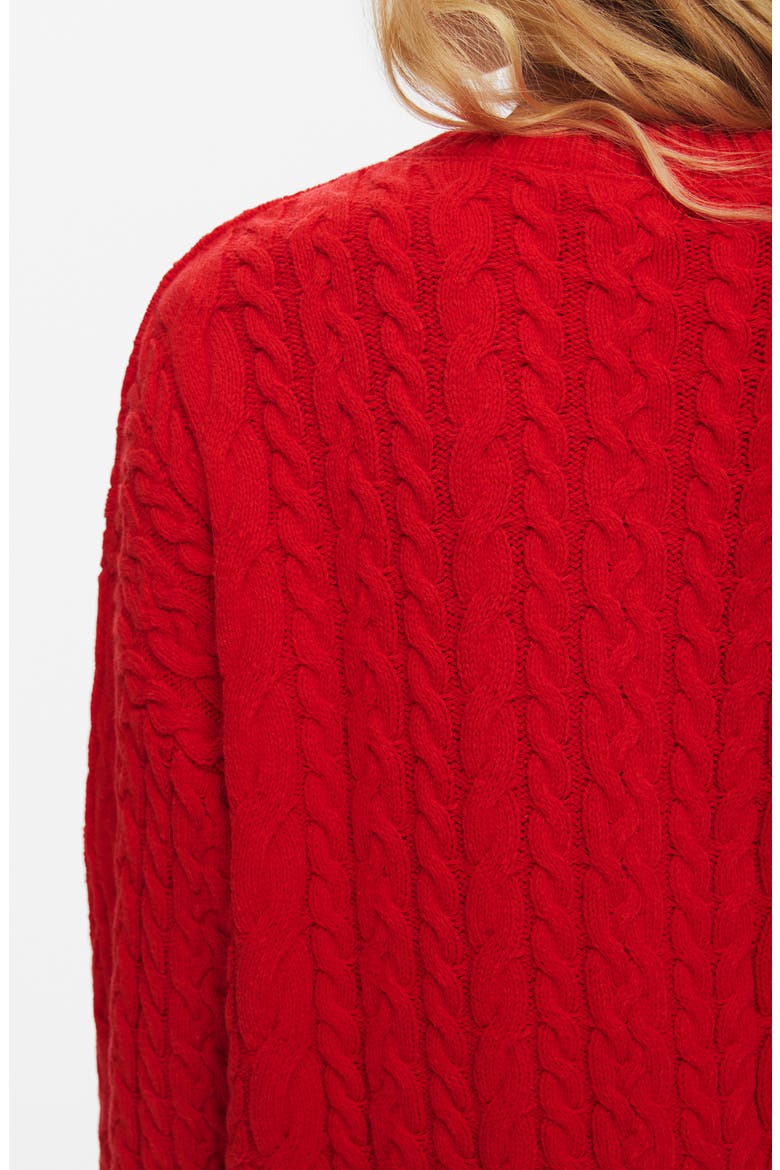 Exeter Cable Crewneck Sweater, Alternate, color, RED