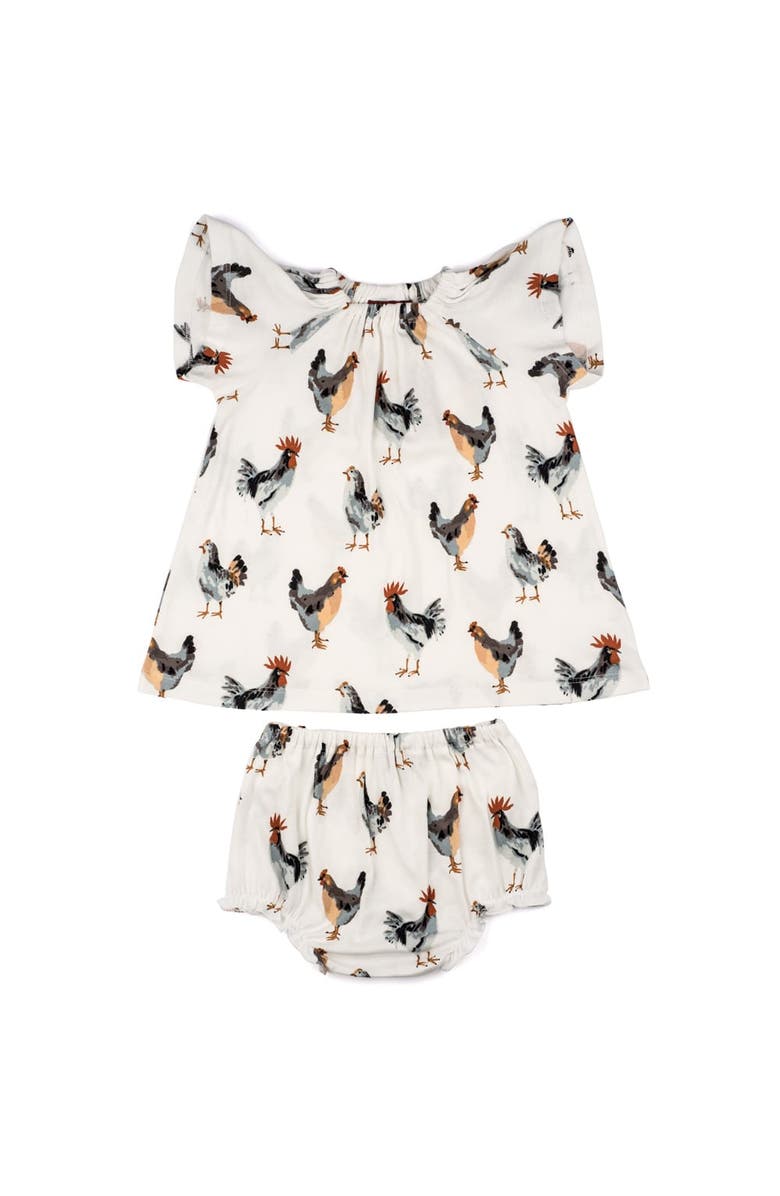 Milkbarn Organic Cotton Dress and Bloomer Set, Main, color, Chicken